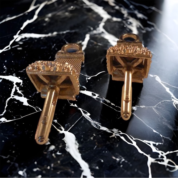 Dante Vintage Nugget Green Rivoli Wrap Around Signed Gold Cufflink Set - Picture 6 of 8